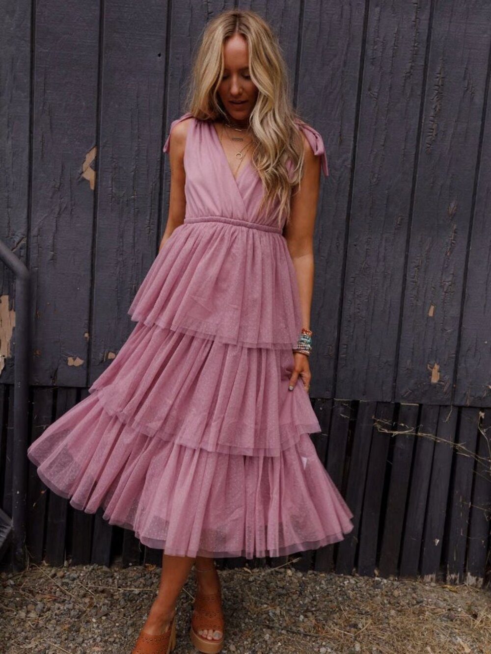 In Loom Boho Ballerina Tiered Tulle Dress, Size Small